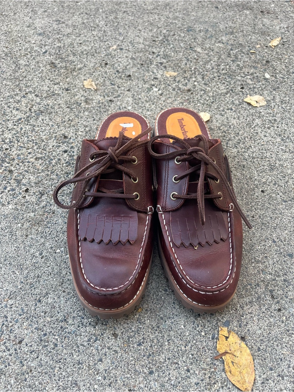 Timberland Women Brown Leather Slip-On Boat Mules Shoes Size 11